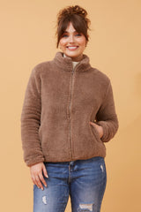 Caroline Morgan Zip Fluffy Jacket