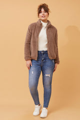 Caroline Morgan Zip Fluffy Jacket