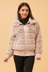 Caroline Morgan Faux Fur Bomber Jacket