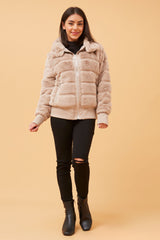 Caroline Morgan Faux Fur Bomber Jacket