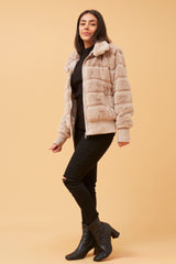 Caroline Morgan Faux Fur Bomber Jacket