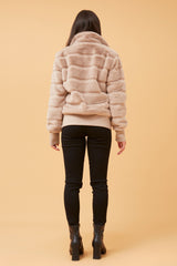 Caroline Morgan Faux Fur Bomber Jacket