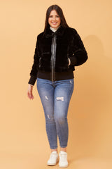 Caroline Morgan Faux Fur Bomber Jacket