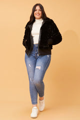 Caroline Morgan Faux Fur Bomber Jacket