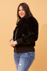 Caroline Morgan Faux Fur Bomber Jacket
