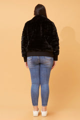 Caroline Morgan Faux Fur Bomber Jacket
