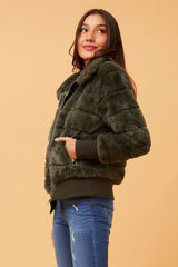 Caroline Morgan Faux Fur Bomber Jacket