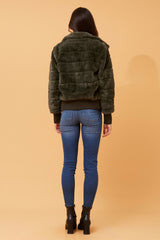 Caroline Morgan Faux Fur Bomber Jacket