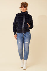 Caroline Morgan Faux Fur Bomber Jacket