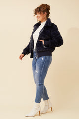 Caroline Morgan Faux Fur Bomber Jacket