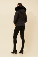 Caroline Morgan Puffer Jacket with Detachable Fur