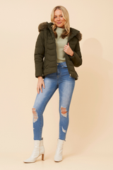 Caroline Morgan Puffer Jacket with Detachable Fur
