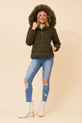 Caroline Morgan Puffer Jacket with Detachable Fur