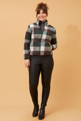 Caroline Morgan Printed Check Teddy Jacket