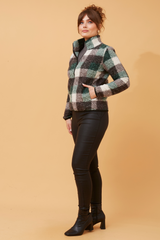 Caroline Morgan Printed Check Teddy Jacket