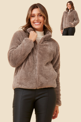 Caroline Morgan Zip Fluffy Jacket