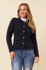 Caroline Morgan Gold Button Knit Cardigan