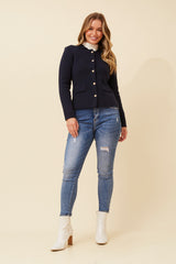 Caroline Morgan Gold Button Knit Cardigan