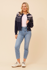 Caroline Morgan Jacquard Knit Cardigan