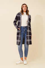 Caroline Morgan Check Print Knit Cardigan