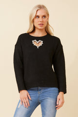 Caroline Morgan Embellished Heart Knit Jumper