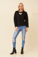 Caroline Morgan Embellished Heart Knit Jumper