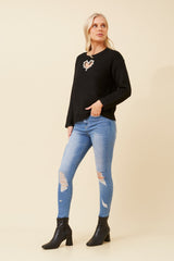 Caroline Morgan Embellished Heart Knit Jumper