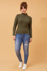 Caroline Morgan Polo Neck Ribbed Skivvy