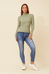 Caroline Morgan Polo Neck Ribbed Skivvy