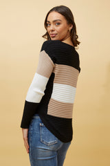 Caroline Morgan Zip Front Colour Block Jumper