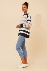 Caroline Morgan Striped Knit Pullover