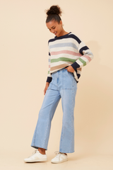 Caroline Morgan Striped Knit Pullover