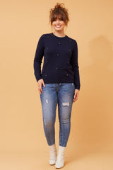 Caroline Morgan Floral Embellished Knit Jumper