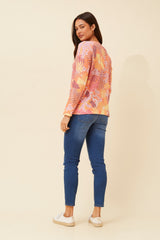 Bottega Leaf Print Knit Top