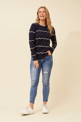 Caroline Morgan Wavy Lurex Knit Jumper