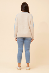 Caroline Morgan V-Neck Contrast Stripe Jumper