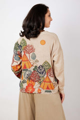 JJ Sisters Cotton Linen Printed Cardigan