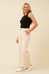 Caroline Morgan Wide Leg Stretch Twill Pant