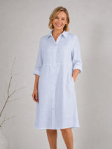 See Saw 100% Ramie Layered Front Shirt Dress