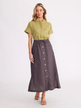 Yarra Trail Button Front Skirt