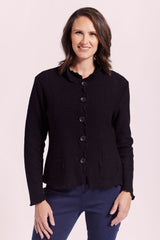 See Saw 100% Boiled Wool Ruffle Trim Jacket