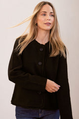 See Saw 100% Boiled Wool Fringe Trim Jacket