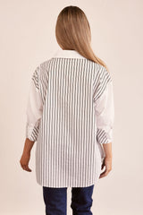 See Saw 100% Cotton Spliced Stripe Shirt