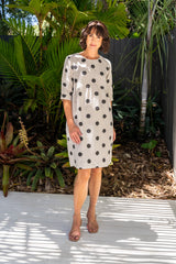 See Saw 100% Linen Spot Button Back Dress