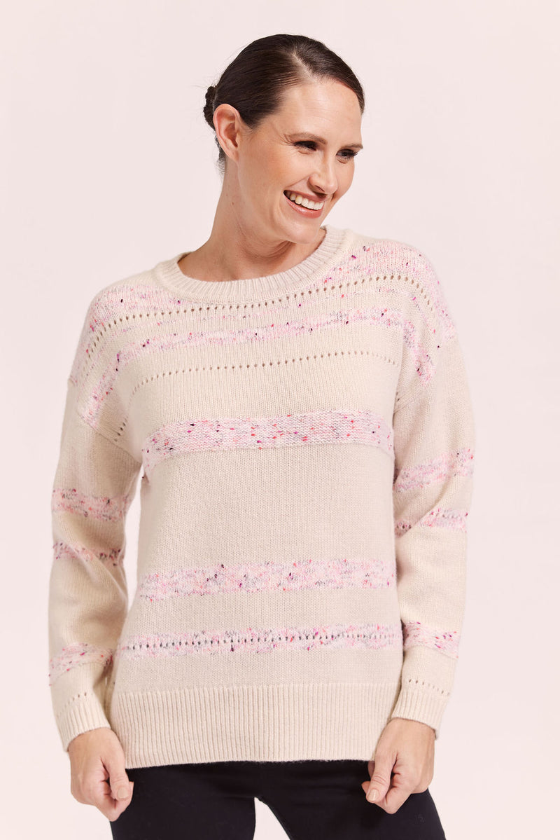 See Saw Lambswool Speckle Stripe Sweater