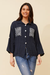 Bottega Sequin Pocket Shirt