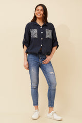 Bottega Sequin Pocket Shirt