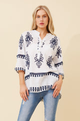 Bottega Border Printed Top