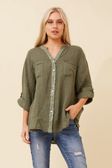 Bottega Sequin Linen Shirt