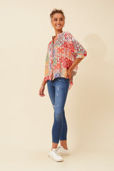 Caroline Morgan 3/4 Sleeve Printed Shirt